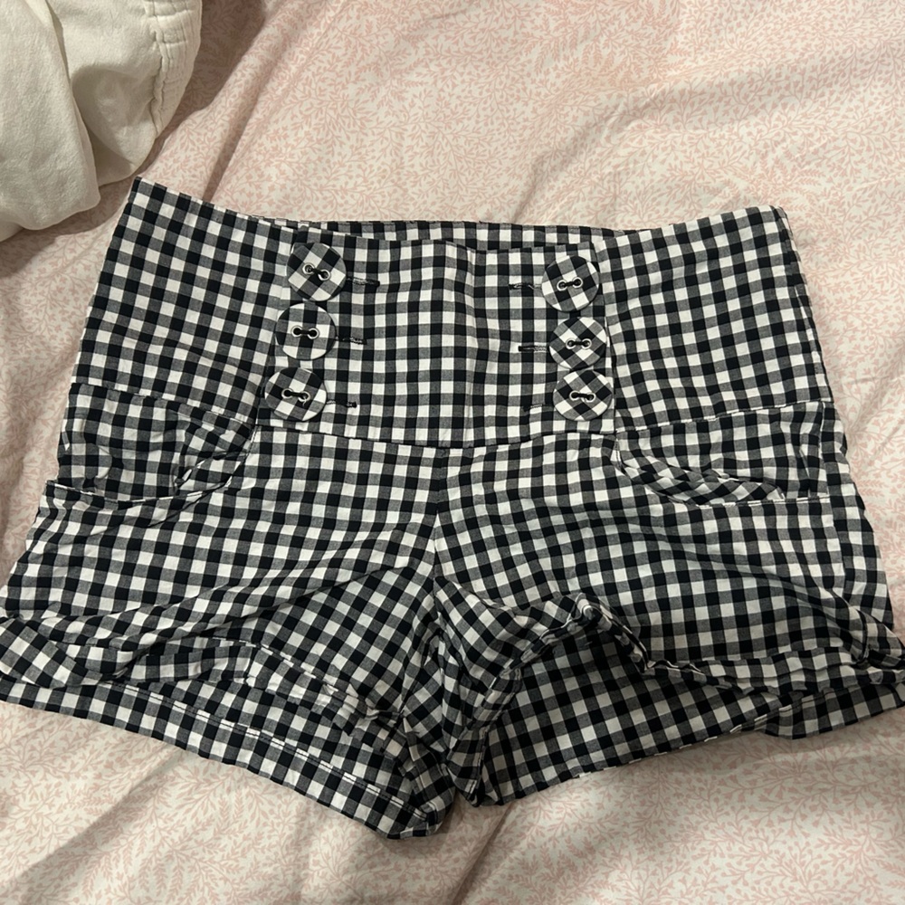 Black and White Checkered Women's Shorts